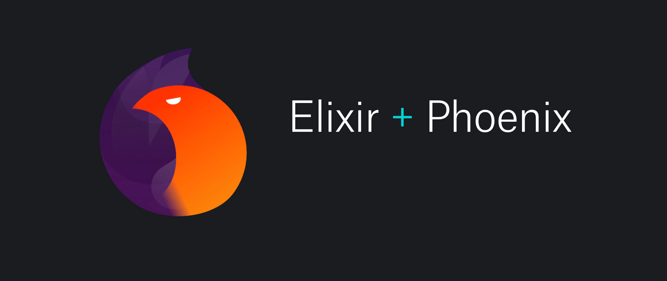 Het logo van Elixir en Phoenix die samenvoegen met de tekst 'Elixir + Phoenix'